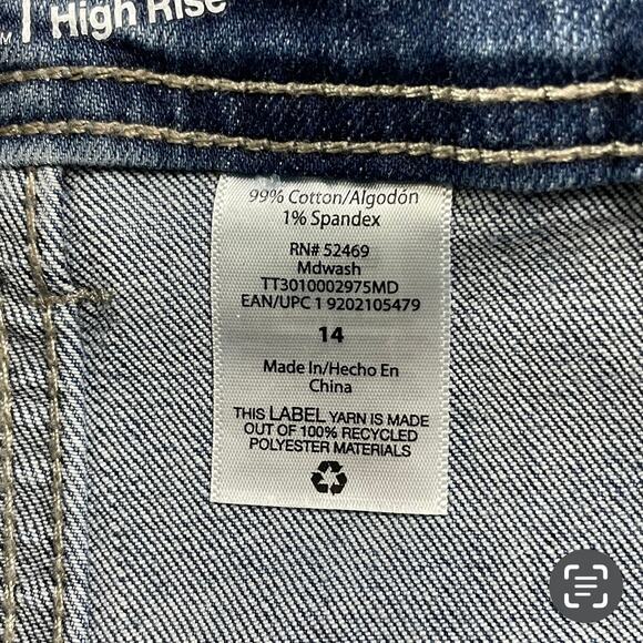 Time and Tru Womens Size 14 Utility Slim High Rise Denim Blue Jeans Medium Wash - Picture 5 of 13